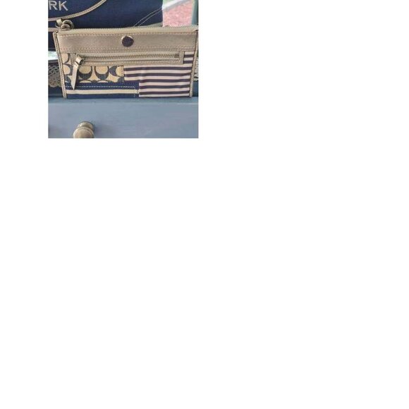 COACH 1941 Striped Nautical Tote Bag - Denim Wristlet & Wallet **EUC** - Picture 2 of 5